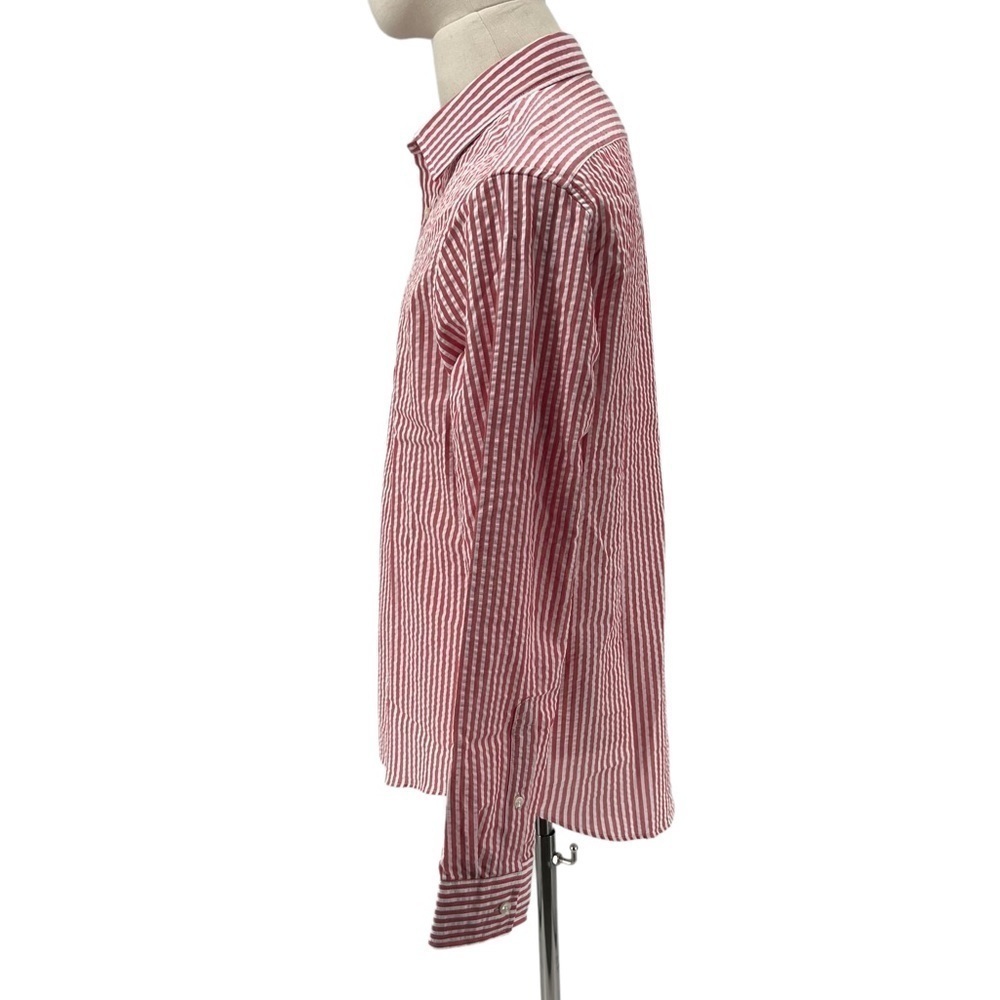 NWT Michael Kors White Crimson Striped Button Up Collared Shirt Size M Men's - Picture 3 of 9